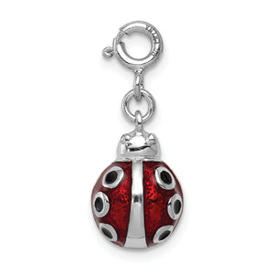 Enameled Ladybug Charm in Sterling Silver, 20mm - Sophia Jewelers