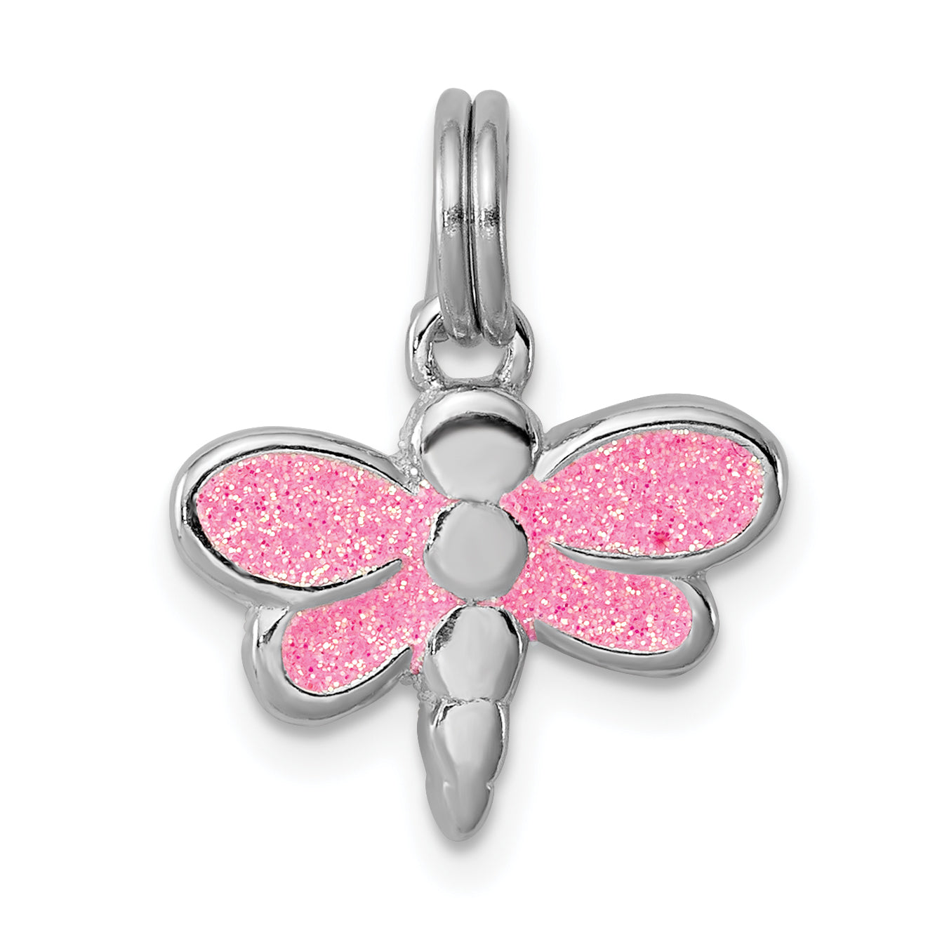 Sterling Silver Rhodium-platedGlitter Enamel Dragonfly Charm Main image