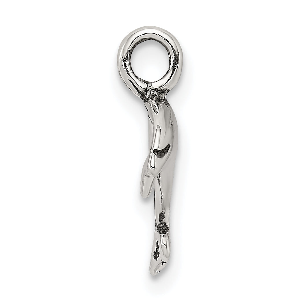 Sterling Silver 925 Dolphin Charm with Polished Antique Finish Secondary image