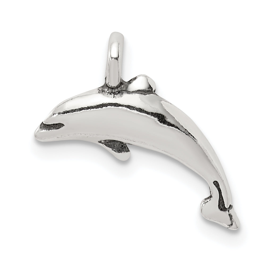 Sterling Silver Antiqued Small Dolphin Charm Main image