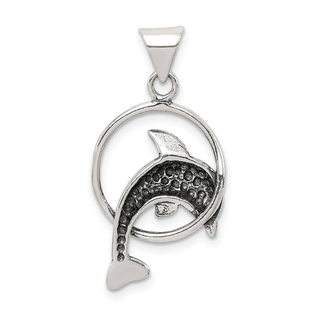 Sophia Jewelers Antiqued Sterling Silver Dolphin Charm with Anti-Tarnish Finish