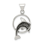 Sophia Jewelers Antiqued Sterling Silver Dolphin Charm with Anti-Tarnish Finish