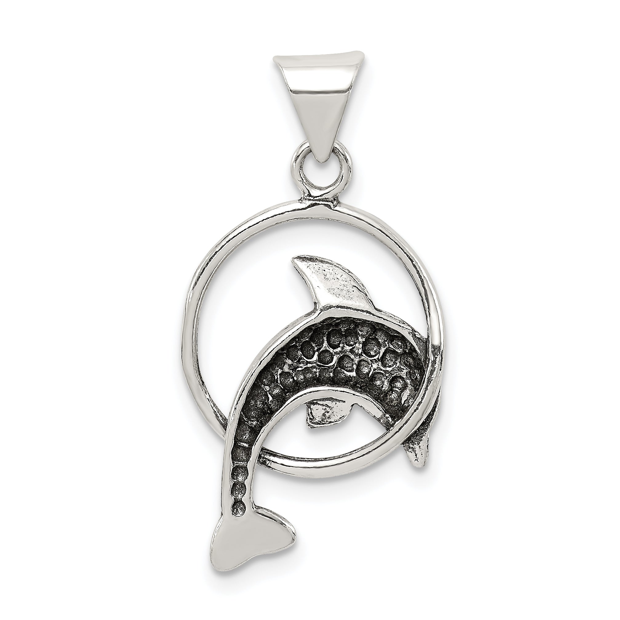 Sophia Jewelers Antiqued Sterling Silver Dolphin Charm with Anti-Tarnish Finish