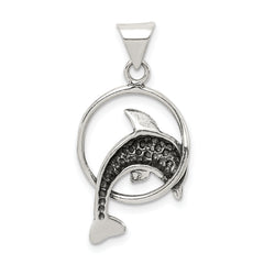 Sophia Jewelers Antiqued Sterling Silver Dolphin Charm with Anti-Tarnish Finish