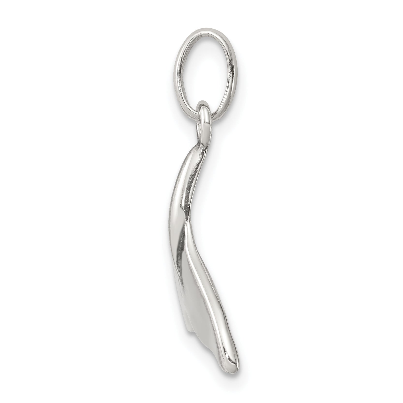 Antiqued Sterling Silver Whale Tail Charm with Anti-Tarnish Finish