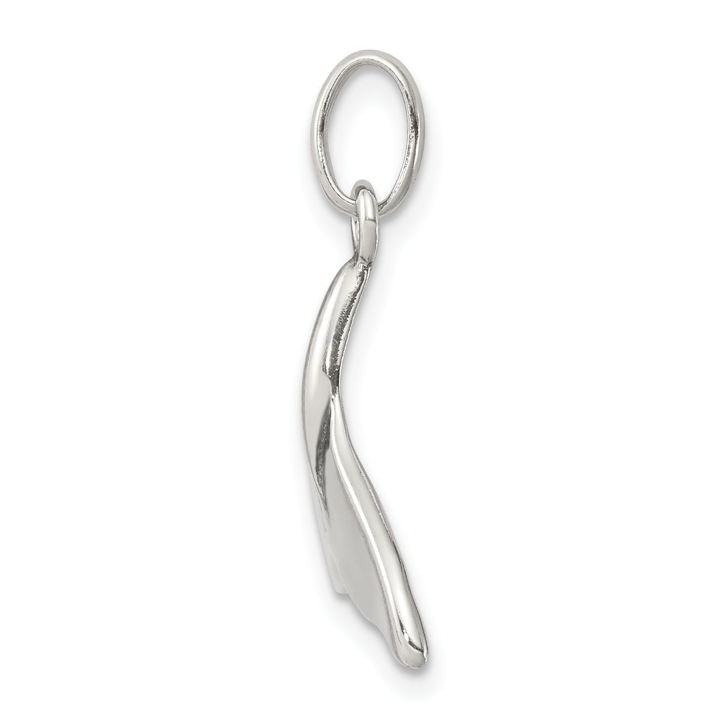 Antiqued Sterling Silver Whale Tail Charm with Anti-Tarnish Finish