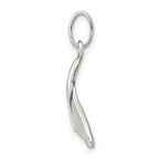 Antiqued Sterling Silver Whale Tail Charm with Anti-Tarnish Finish