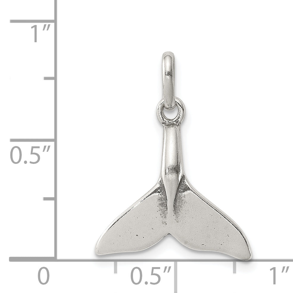 Antiqued Sterling Silver Whale Tail Charm with Anti-Tarnish Finish