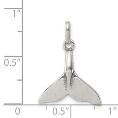 Antiqued Sterling Silver Whale Tail Charm with Anti-Tarnish Finish