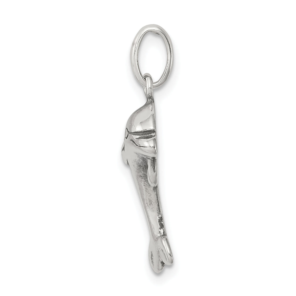 Antiqued Dolphin Pendant in Sterling Silver