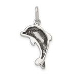 Antiqued Dolphin Pendant in Sterling Silver