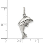 Antiqued Dolphin Pendant in Sterling Silver