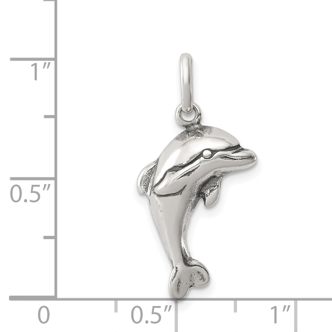 Antiqued Dolphin Pendant in Sterling Silver