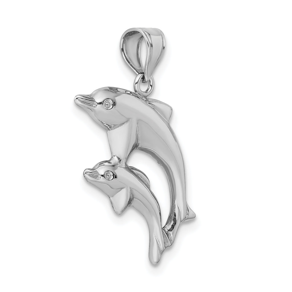 Sterling Silver 925 Dolphin Pendant with Rhodium Polish Elegant Charm
