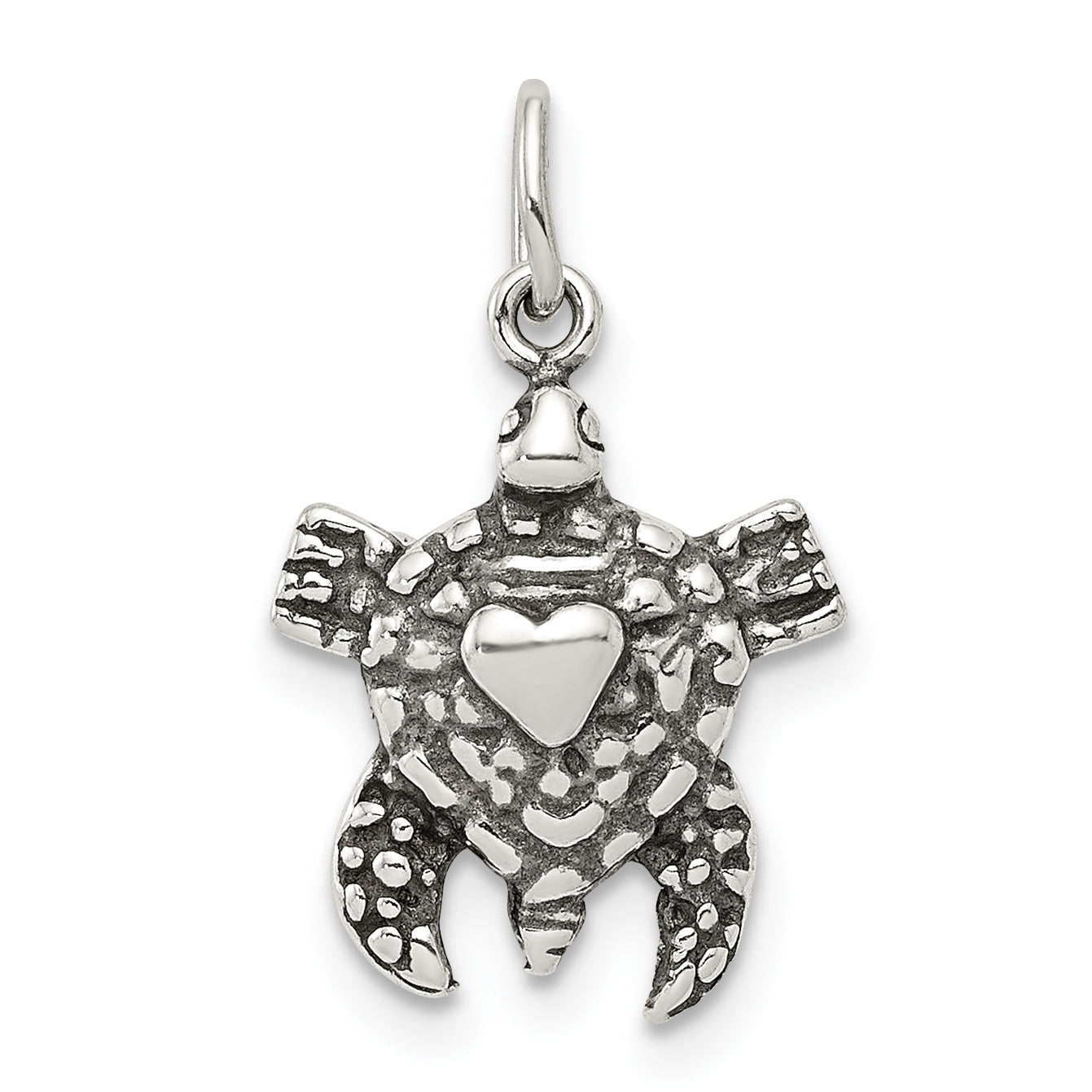 Sterling Silver Antiqued Sea Turtle Charm Main image