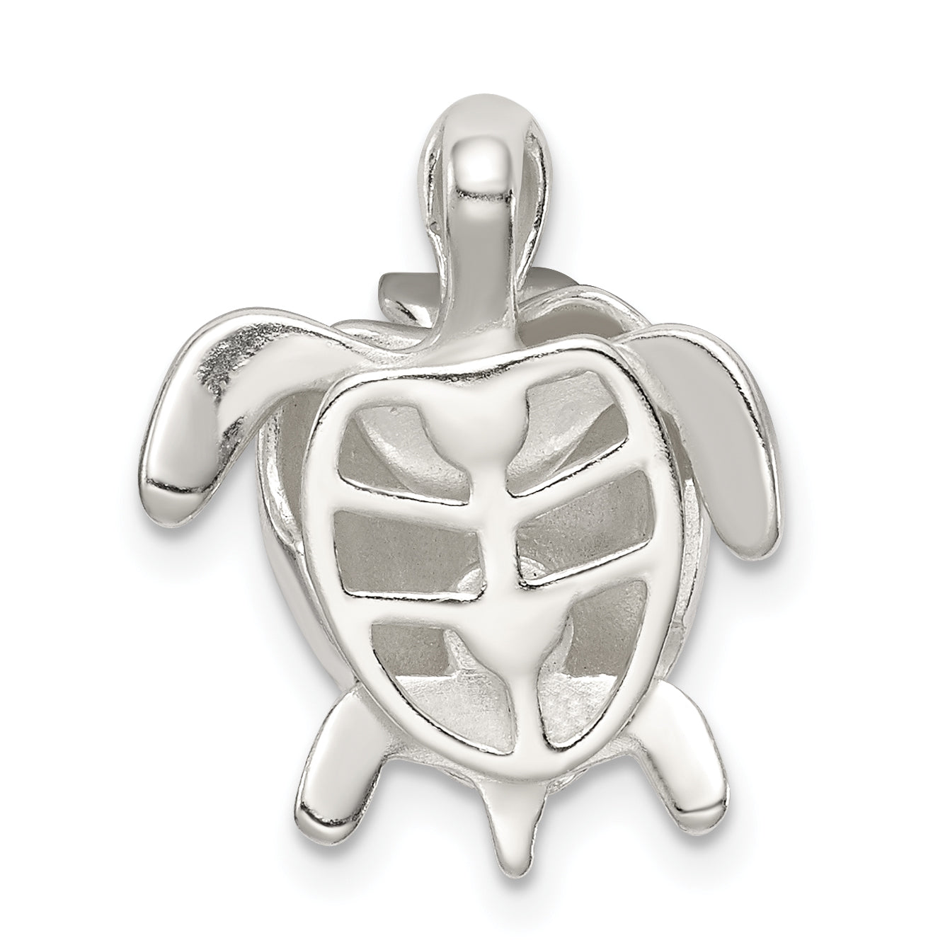 Sterling Silver 925 Mother & Baby Turtle Pendant Polished 3D Design