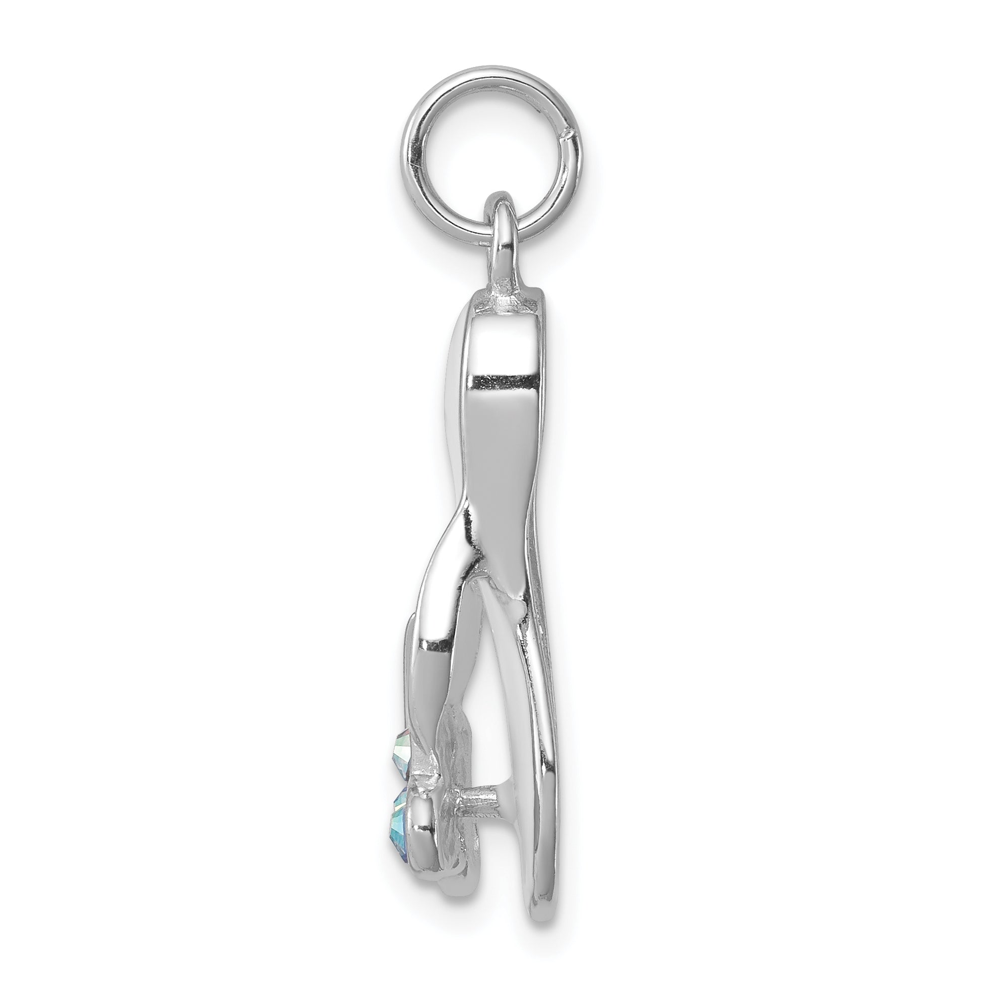 Sophia Jewelers Sterling Silver CZ Butterfly Enamel Charm with Rhodium Finish Secondary image