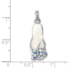 Sophia Jewelers Sterling Silver CZ Butterfly Enamel Charm with Rhodium Finish