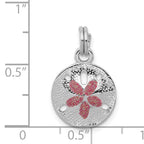 Sterling Silver 925 Sand Dollar Charm with Polished Rhodium Finish