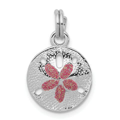 Sterling Silver Rhodium-plated Polished Enameled Sand Dollar Charm