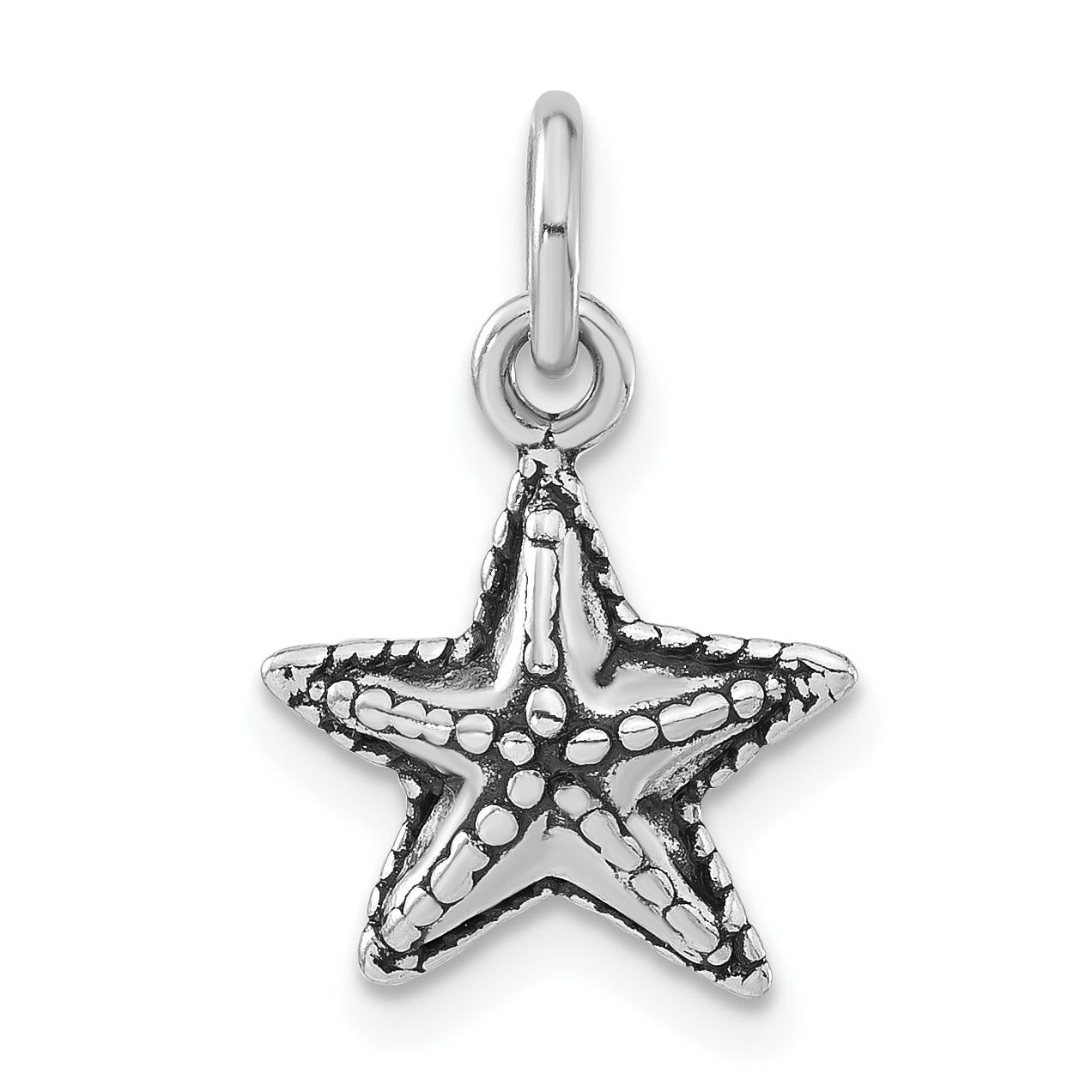 Sterling Silver Polished & Antiqued Starfish Charm