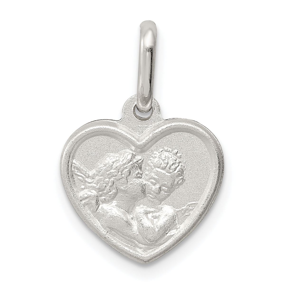Sterling Silver Satin Angel Heart Charm