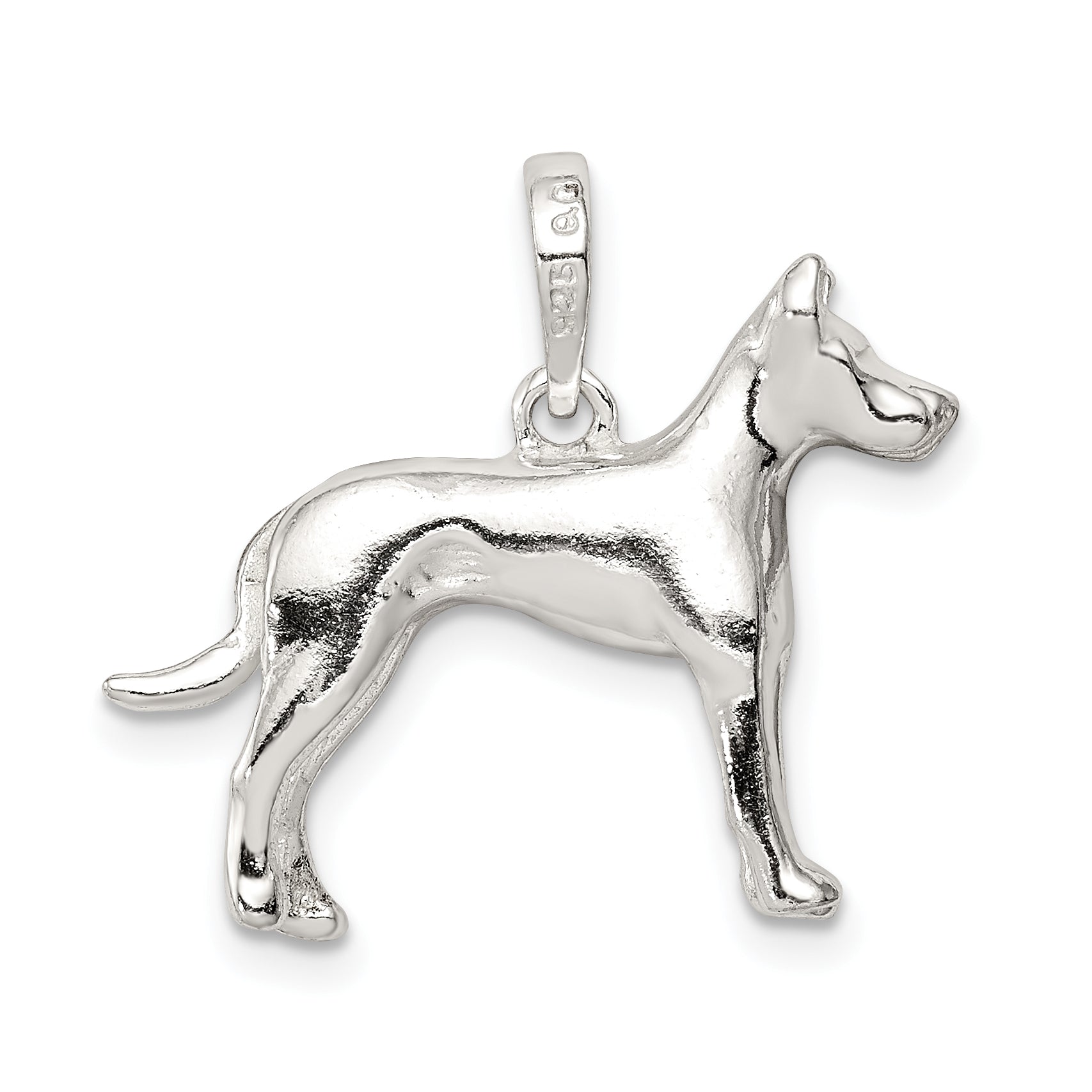 Sterling Silver 925 Great Dane Pendant with Anti-Tarnish Finish