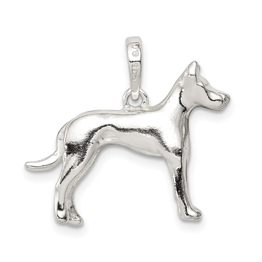 Sterling Silver 925 Great Dane Pendant with Anti-Tarnish Finish