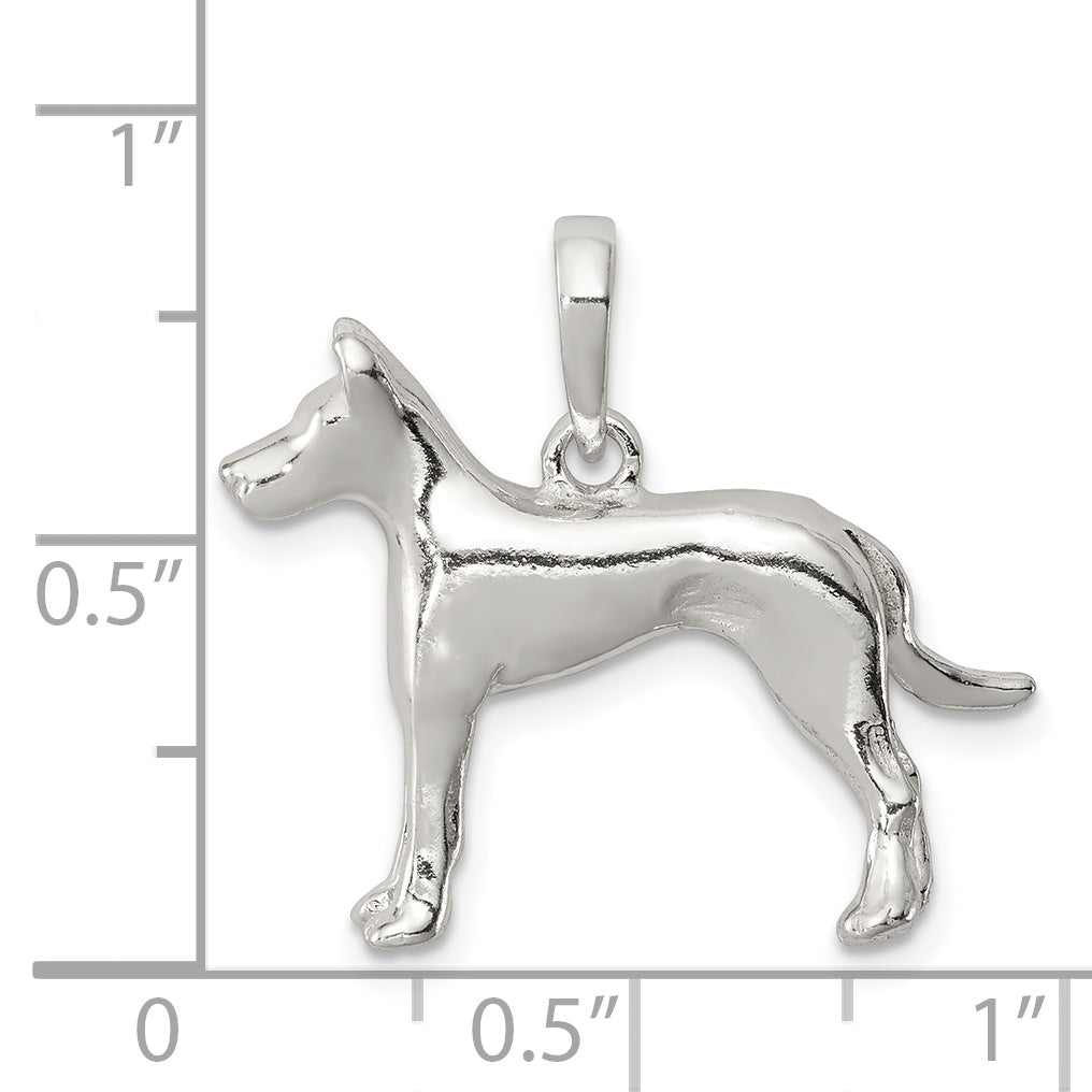 Sterling Silver 925 Great Dane Pendant with Anti-Tarnish Finish