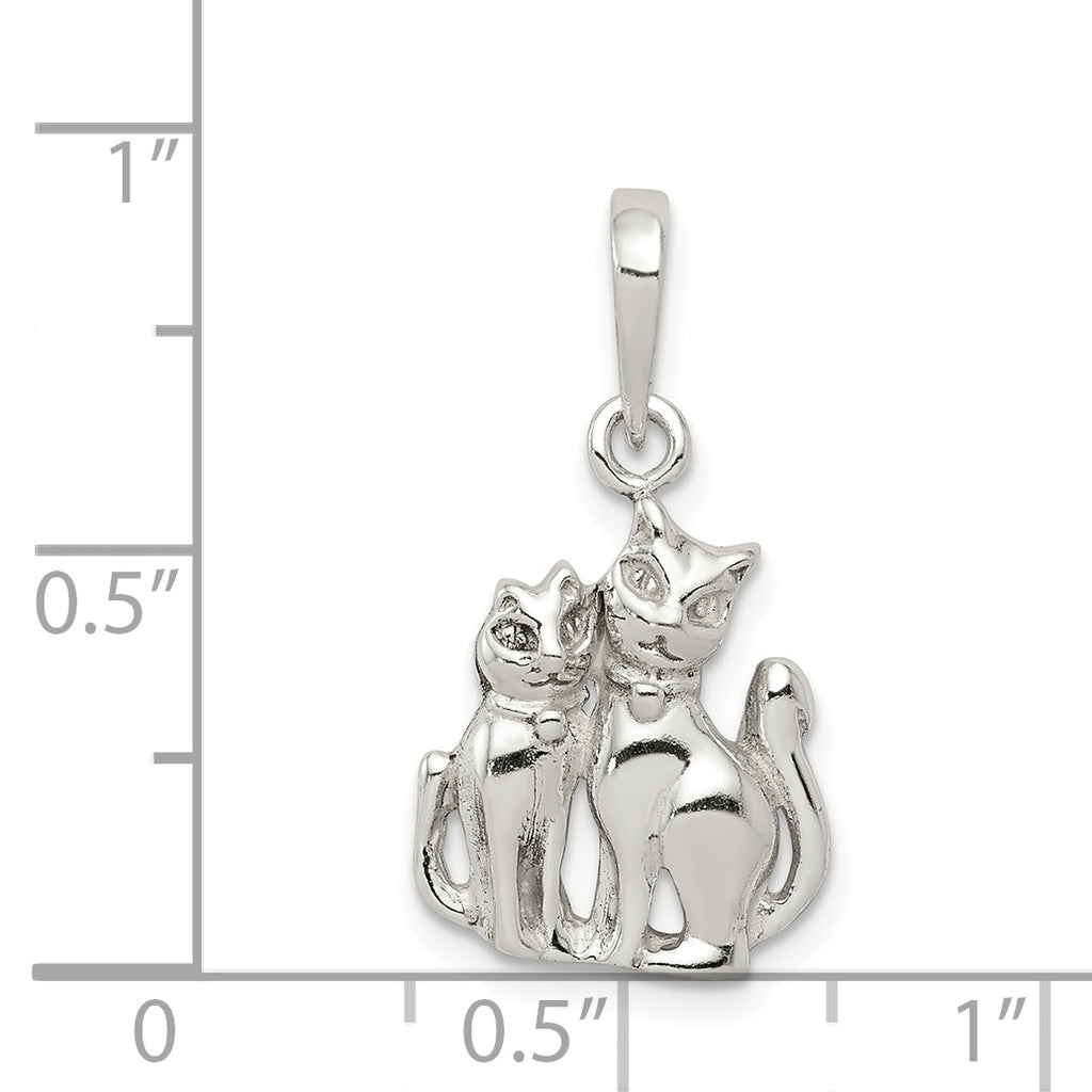 Sophia Jewelers 925 Sterling Silver Cats Pendant with Anti-tarnish Finish