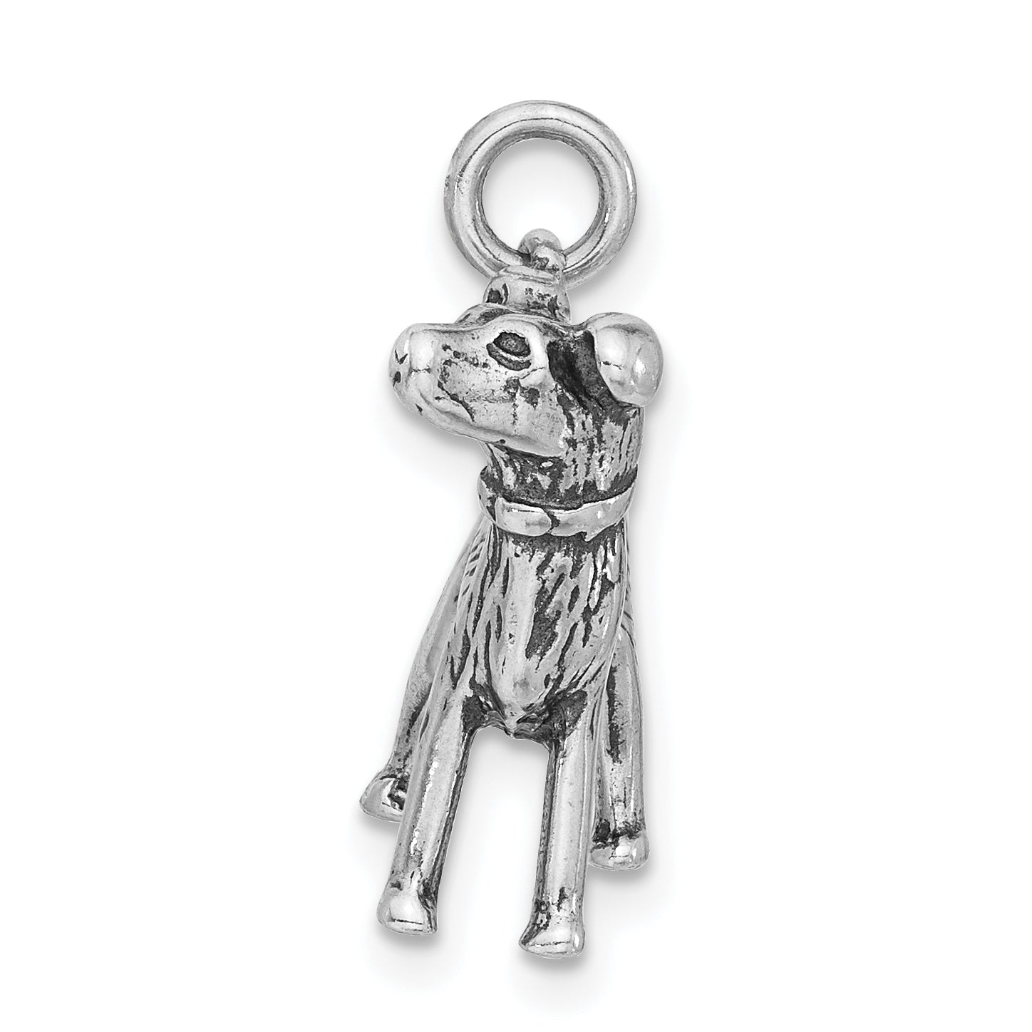 Sophia Jewelers 925 Sterling Silver 3D Dog Charm Polished & Antiqued Secondary image