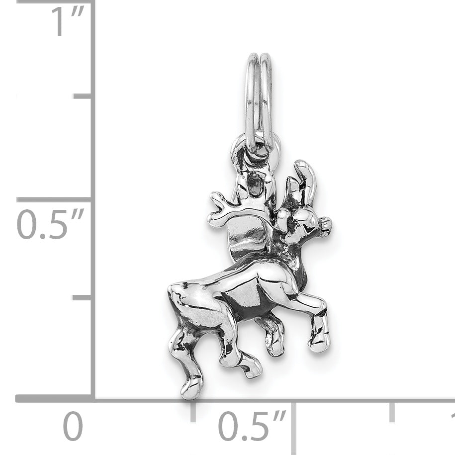 Sterling Silver 925 Alaska Moose Charm Polished Antiqued Women's Pendant