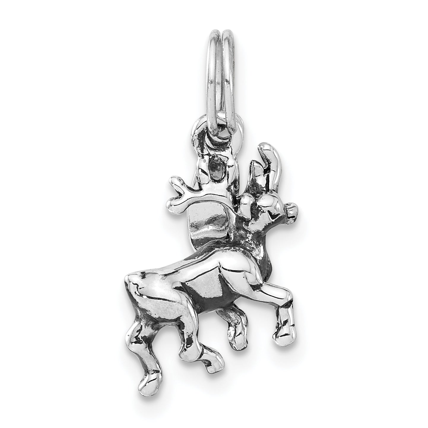 Sterling Silver Polished & Antiqued Alaska Moose Charm Main image