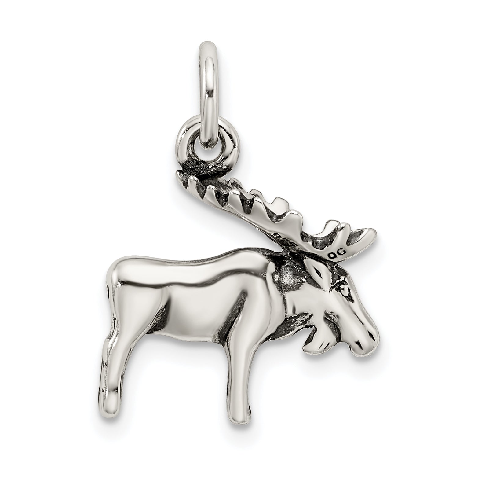 Sterling Silver 925 Moose Charm for Men's Jewelry Solid Casted Design