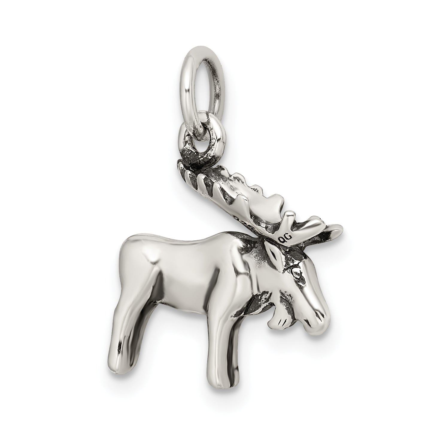 Sterling Silver 925 Moose Charm for Men's Jewelry Solid Casted Design
