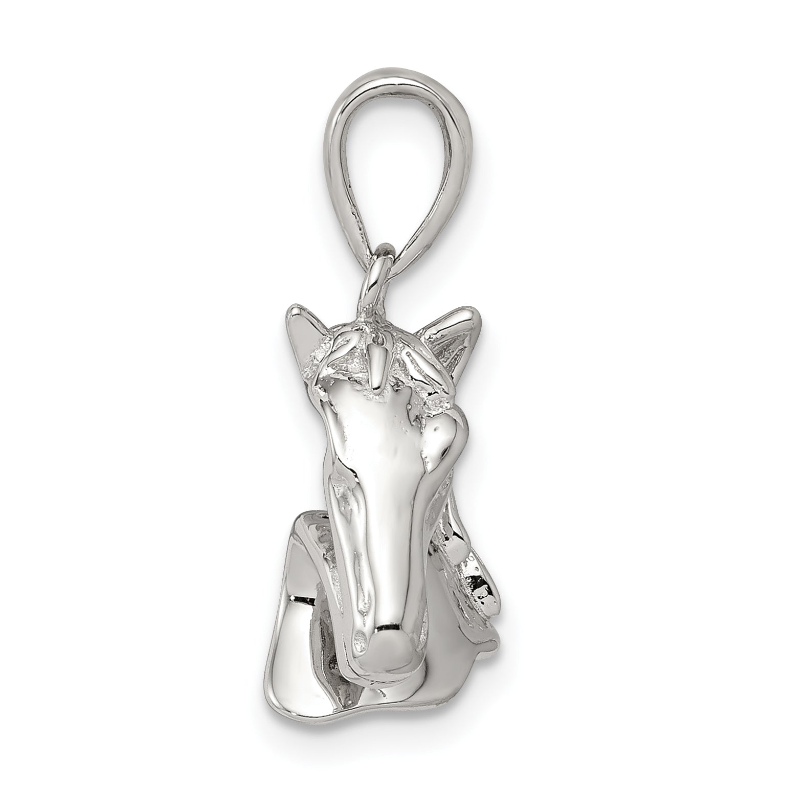 Men's Sterling Silver Horse Pendant with Polished Rhodium Finish Secondary image