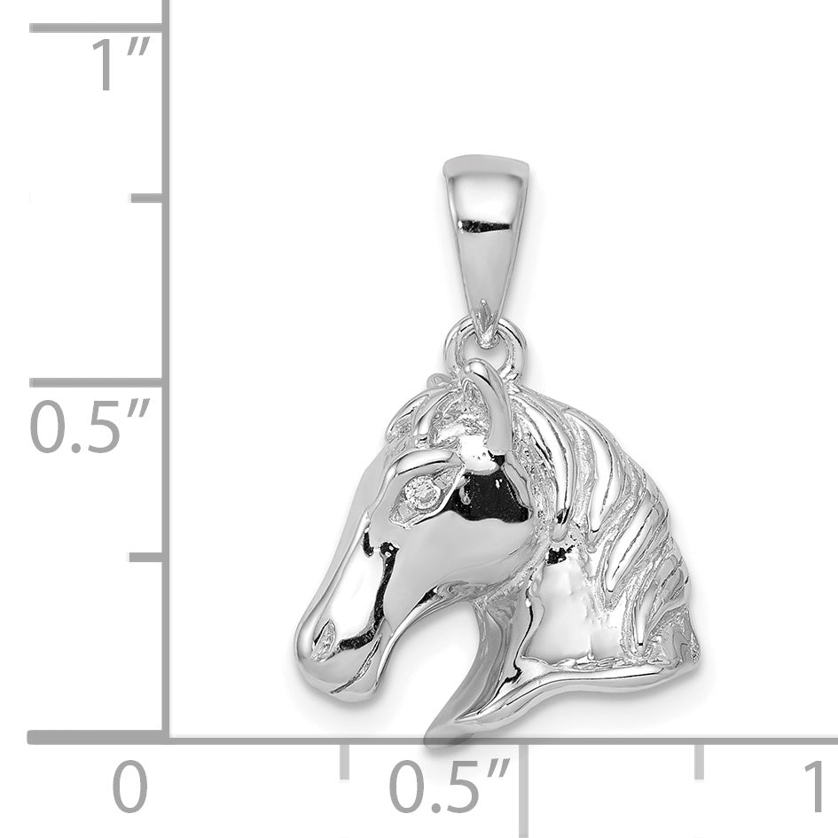Men's Sterling Silver Horse Pendant with Polished Rhodium Finish