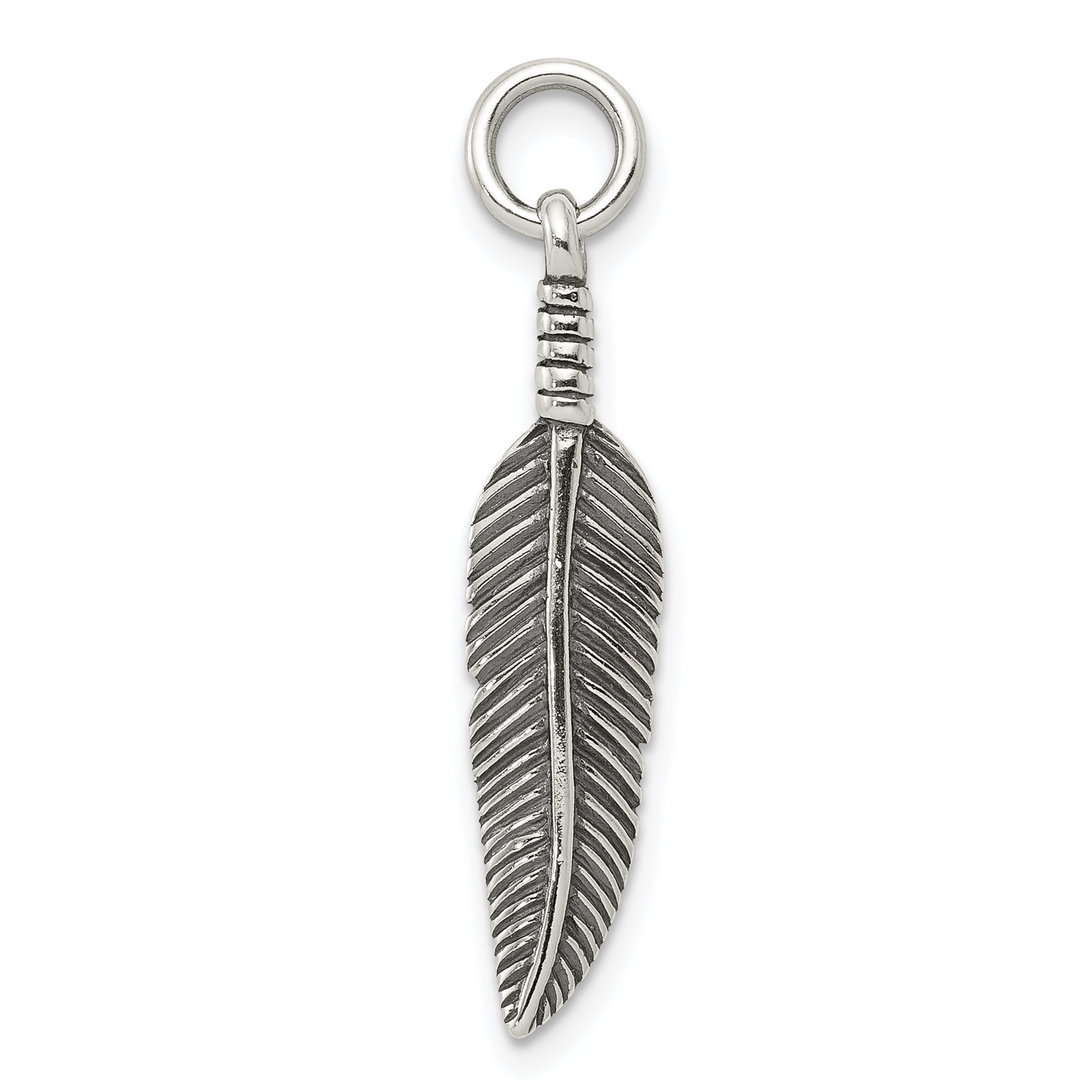 Sterling Silver Antiqued Feather Charm Main image