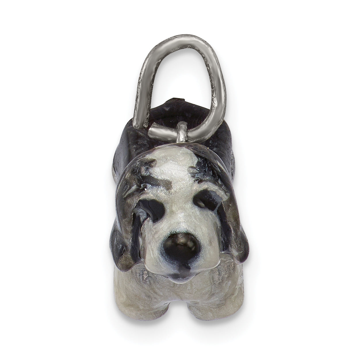 Sterling Silver 925 Bearded Collie Pendant with 3D Enamel Detailing Secondary image