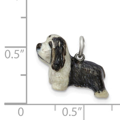 Sterling Silver Enameled Bearded Collie Charm