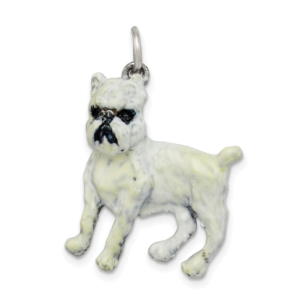 Enamel Brussels Griffon Charm in Sterling Silver, 23mm - Sophia Jewelers Main image