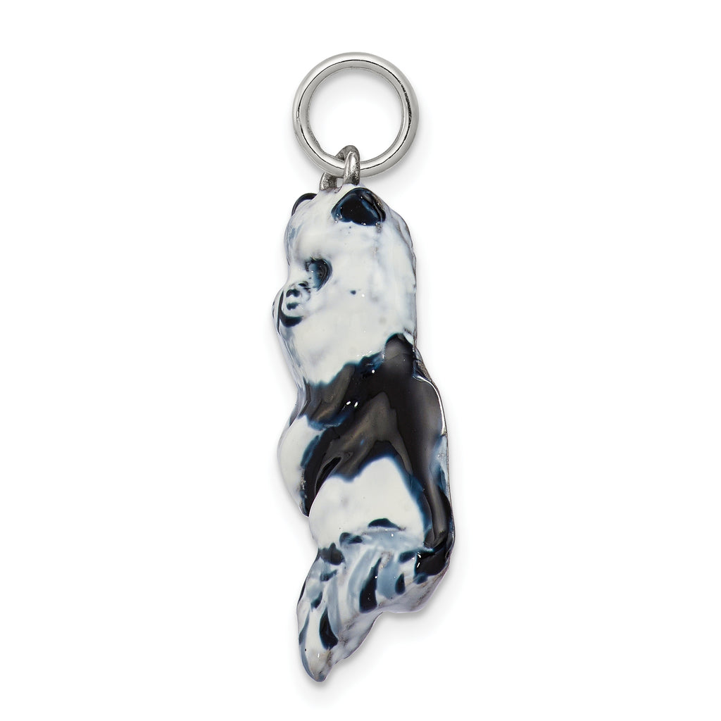 Sterling Silver 925 Enamel Cat Charm with Rhodium Plating
