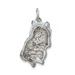 Sterling Silver 925 Enamel Cat Charm with Rhodium Plating