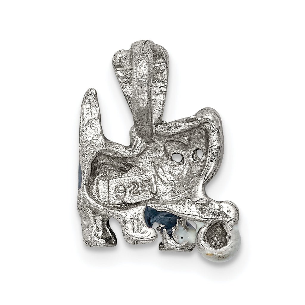 Sterling Silver 925 Cat Pendant with Enamel Ball Playful Charm