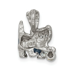 Sterling Silver 925 Cat Pendant with Enamel Ball Playful Charm