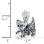 Sterling Silver 925 Cat Pendant with Enamel Ball Playful Charm
