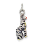 Sophia Jewelers Sterling Silver 925 Enamel Cat Charm Elegant Rhodium-Plated