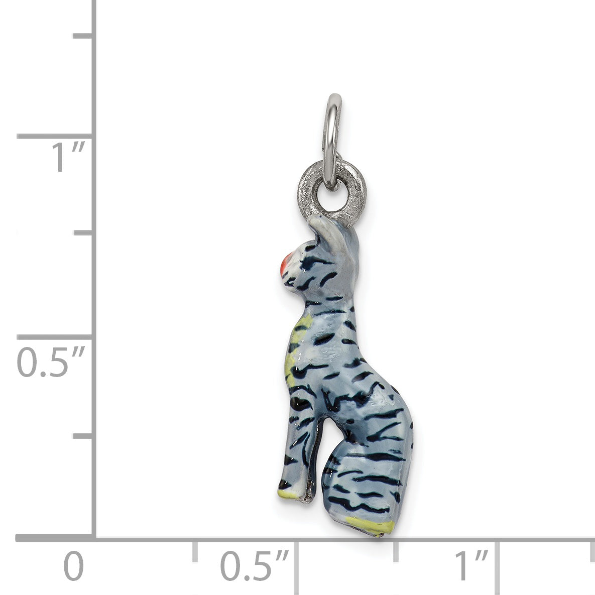 Sophia Jewelers Sterling Silver 925 Enamel Cat Charm Elegant Rhodium-Plated