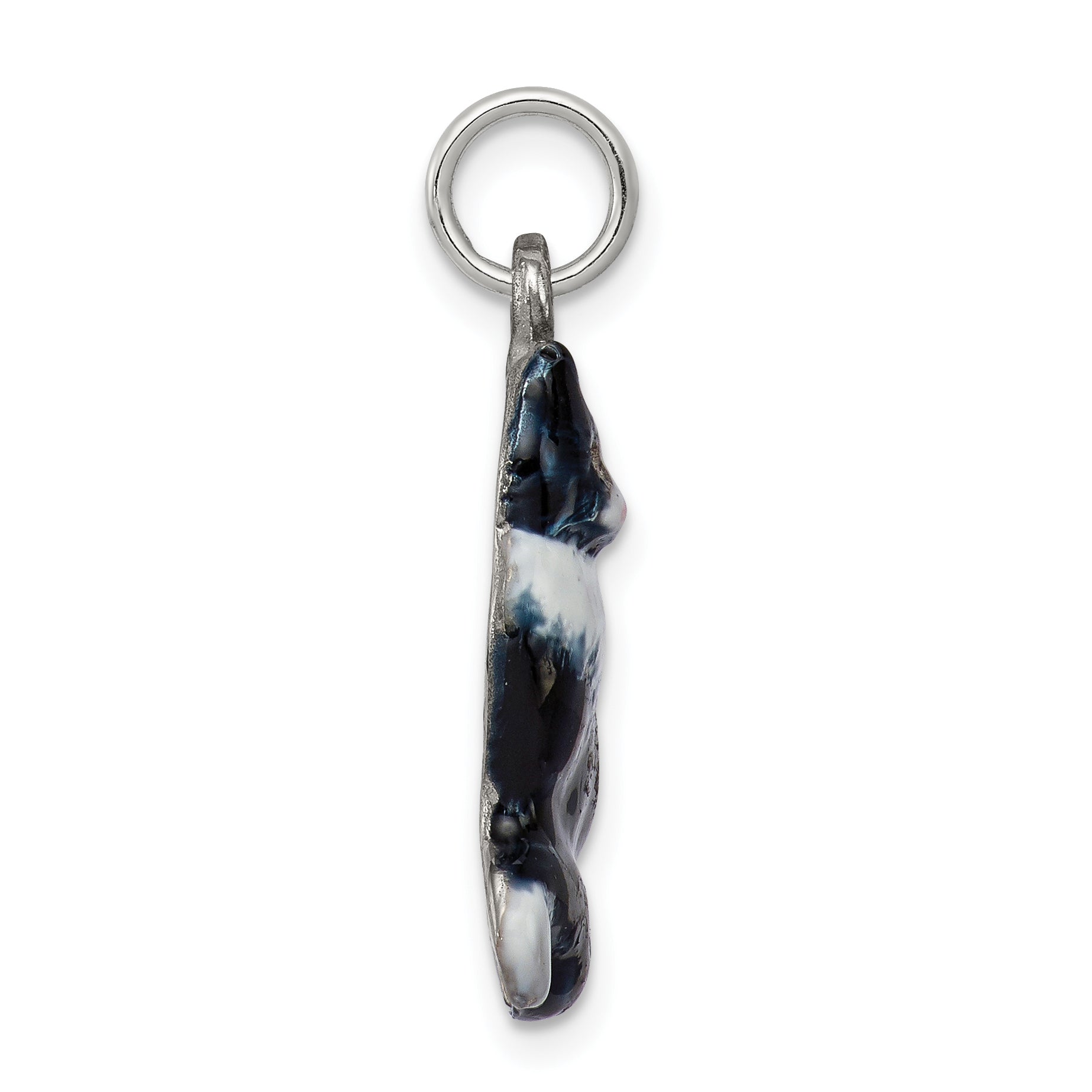 Sophia Jewelers Sterling Silver Enamel Cat Charm with Rhodium Plating