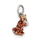 Sterling Silver 925 Cat with Yarn Enamel Charm Rhodium Plated